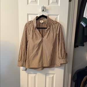 Tuckernuck Brown Striped Blouse